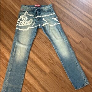 Billionaire Boys Club Blue Jeans with White Graphic